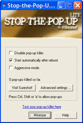 Stop-the-Pop-Up Lite - Kill browser and Messenger Service pop-ups.
